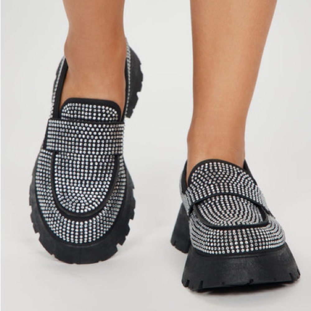 Always Stylin' Rhinestone Loafers - Black - Picture 2 of 7